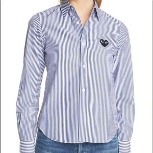 Comme des Garçons PLAY Blue & White Striped Shirt